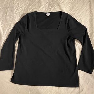 J crew Black Square neck 3/4 sleeve shirt